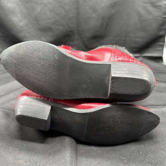 Vintage Faux Leather Red and Black Western Cowgirl Boots Size 4M - Picture 7 of 8